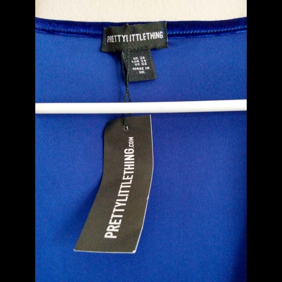 🆕 LISTING!! BNWOT PRETTY LITTLE THING PLUS BRIGHT BLUE VELVET CORSET MIDI DRESS - Picture 13 of 14